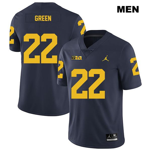 Men's NCAA Michigan Wolverines Gemon Green #22 Navy Jordan Brand Authentic Stitched Legend Football College Jersey IA25U17PM
